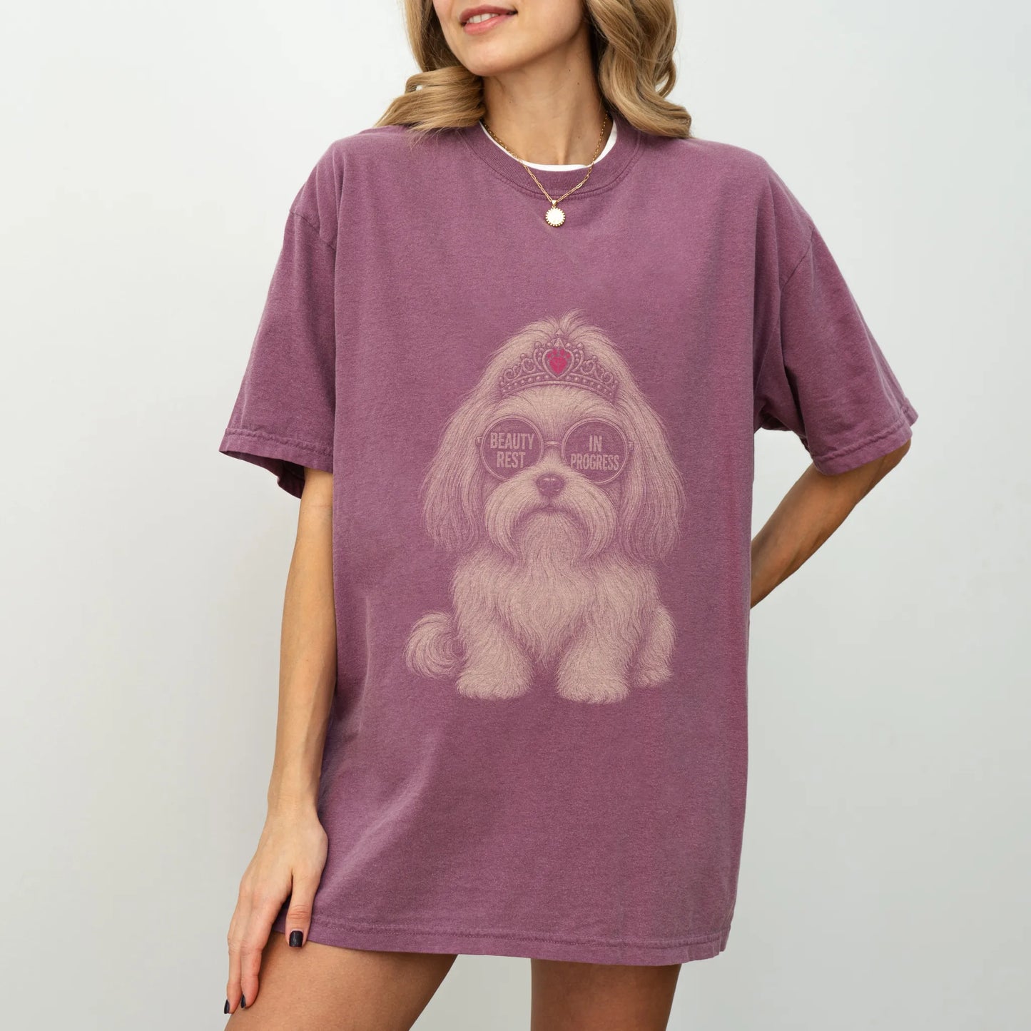 Woman wearing a Berry Diva Havanese T-Shirt