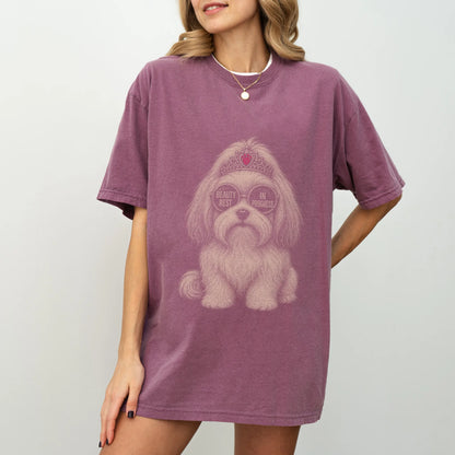 Woman wearing a Berry Diva Havanese T-Shirt