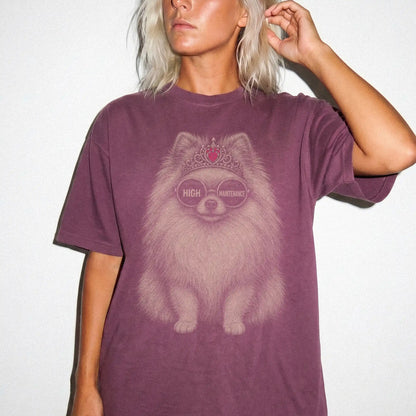 Woman wearing a Berry Diva Pomeranian T-Shirt