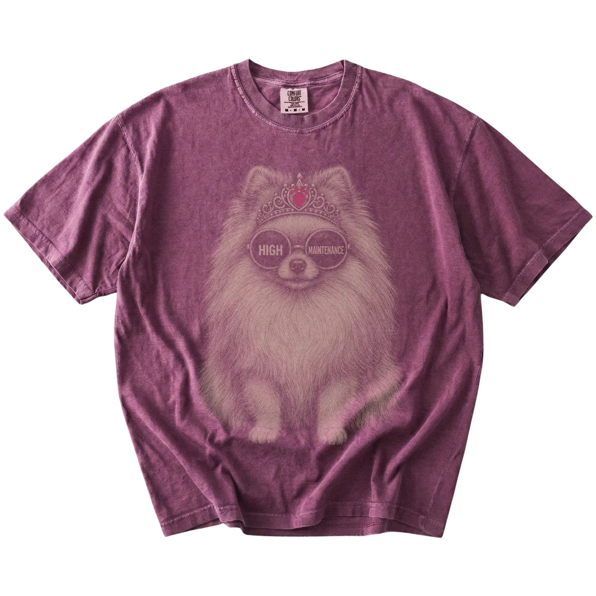 Berry Diva Pomeranian T-Shirt laid flat