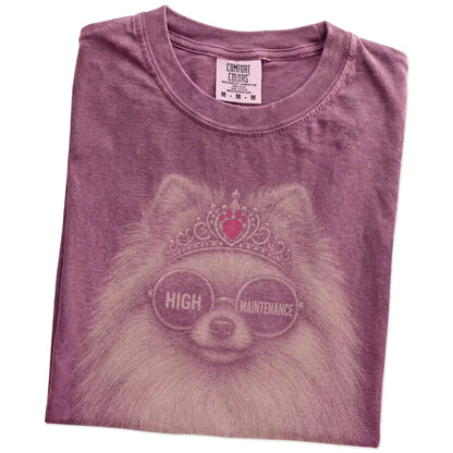 Folded Berry Diva Pomeranian T-Shirt showing the graphic