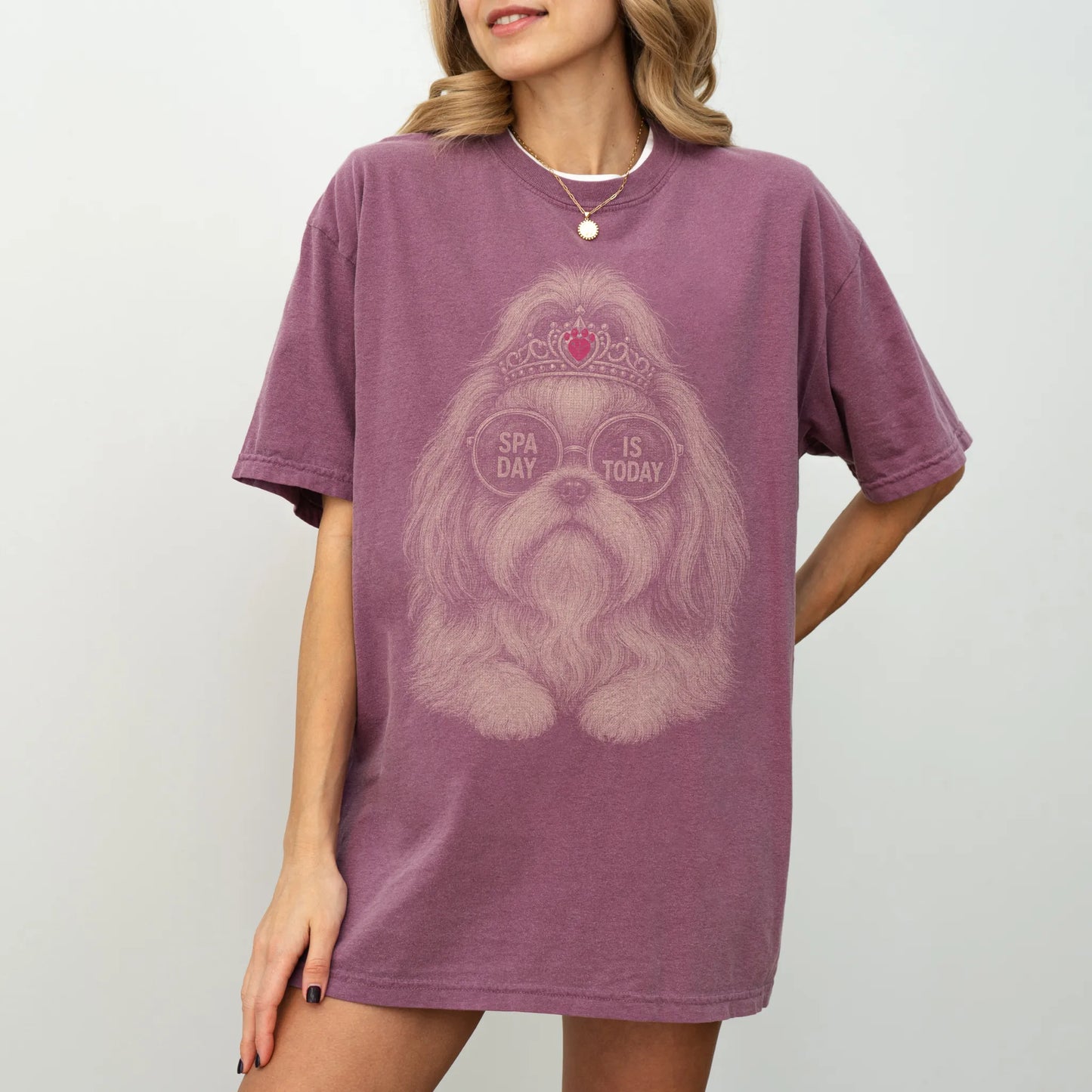 Woman wearing a Berry Diva Shih Tzu T-Shirt