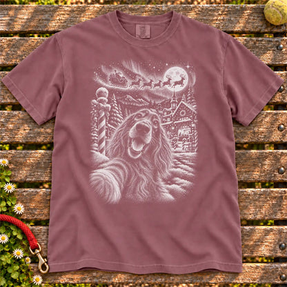 Irish Setter Santa Selfie design on a Berry T-shirt
