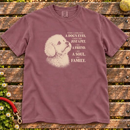 Berry Comfort Colors® T-shirt featuring the Bichon Frise More Than a Pet design.