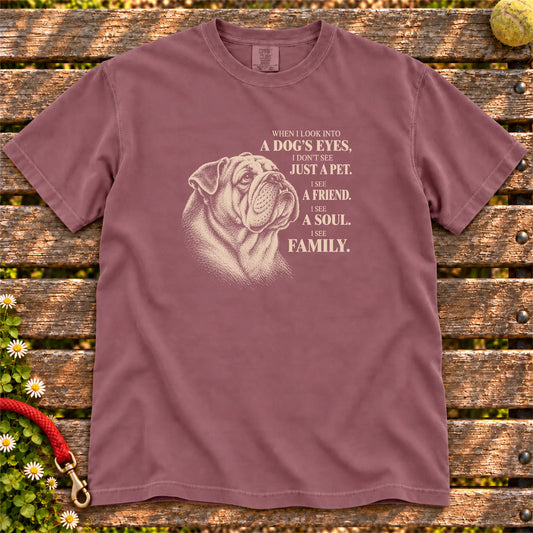Berry Comfort Colors® T-shirt featuring the Bulldog More Than a Pet design.