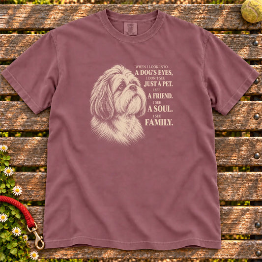 Berry Comfort Colors® T-shirt featuring the Shih Tzu More Than a Pet design.