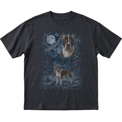 American Bulldog Forest Moon T-Shirt in Black