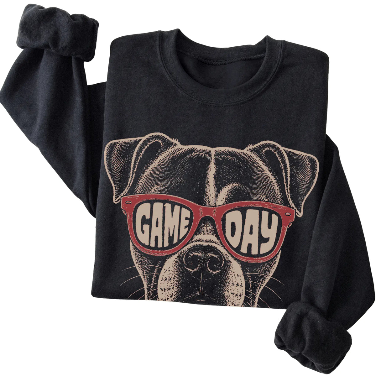 Black American Bulldog Game Day Sunglasses sweatshirt, folded