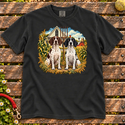 American Dogthic Pointer farmhouse design on a Black Comfort Colors® T-shirt
