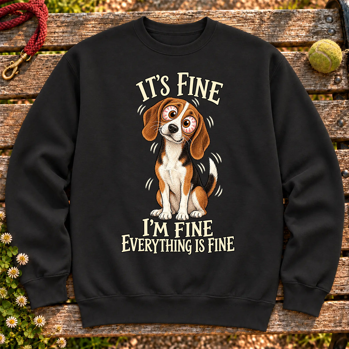 Beagle Everything Is Fine crewneck sweatshirt in Black