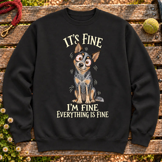 Blue Heeler Everything Is Fine crewneck sweatshirt in Black
