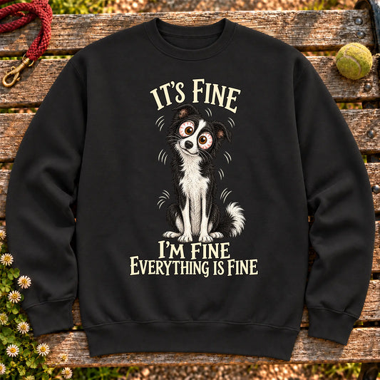 Border Collie Everything Is Fine crewneck sweatshirt in Black