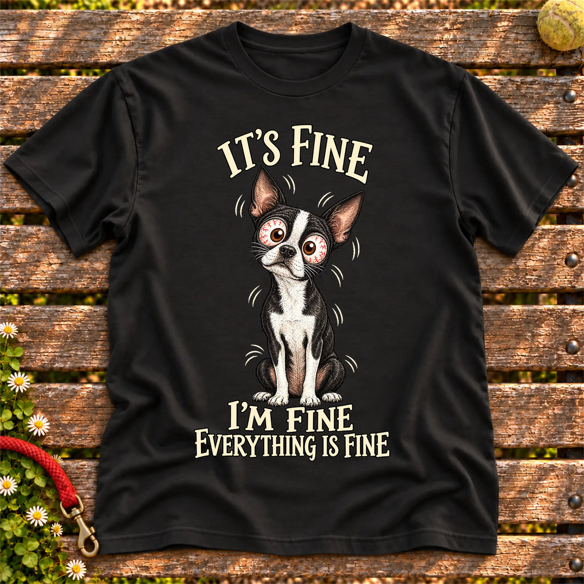 Boston Terrier Everything Is Fine Softstyle T-shirt in Black