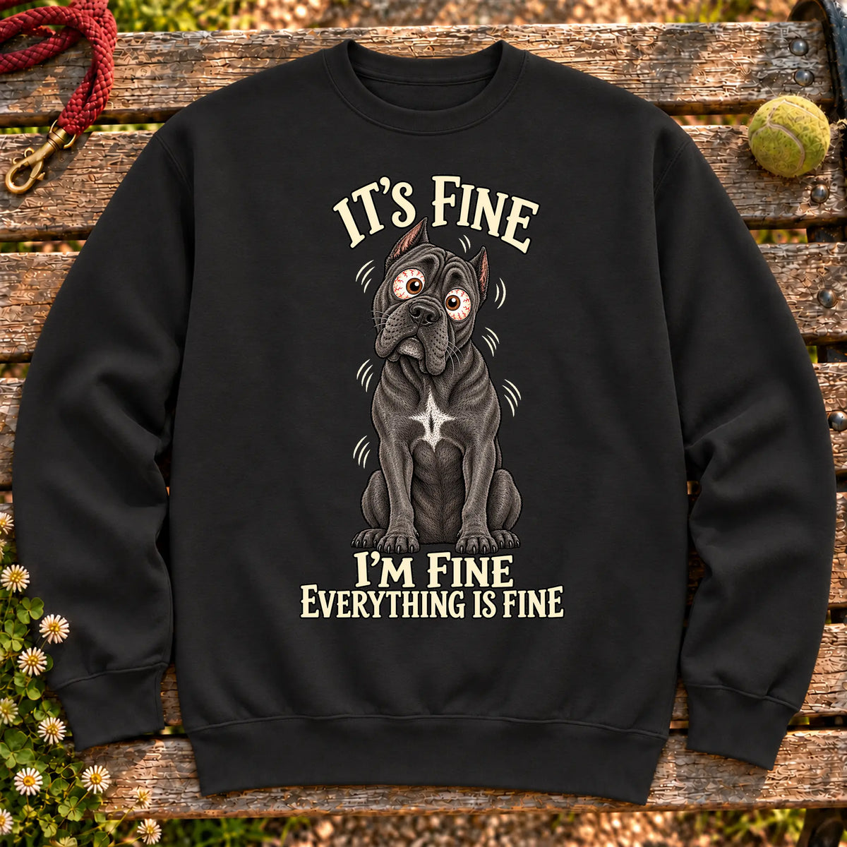 Cane Corso Everything Is Fine crewneck sweatshirt in Black