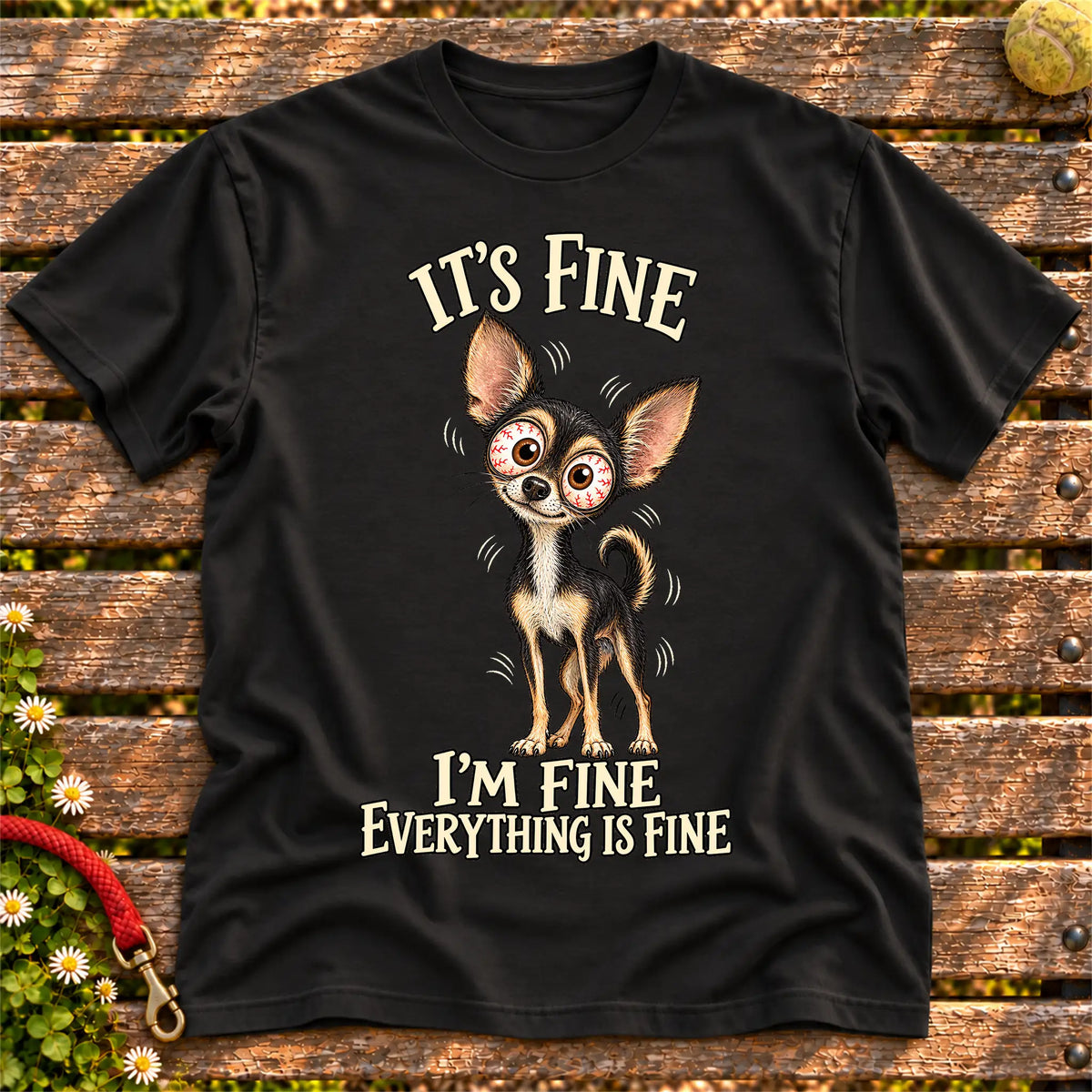 Chihuahua Everything Is Fine Softstyle T-shirt in Black