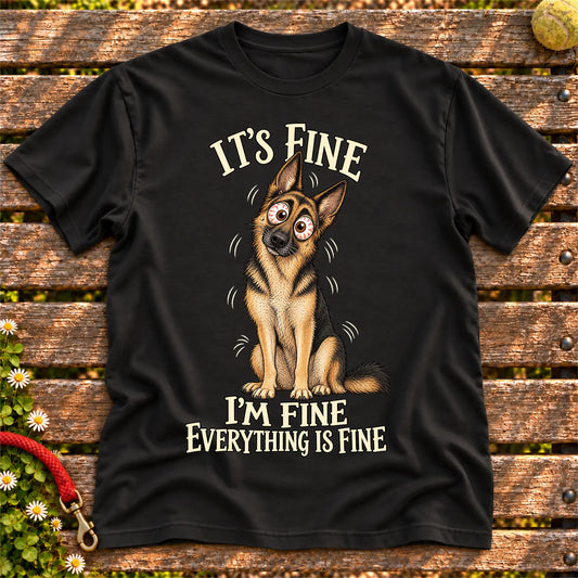 German Shepherd Everything Is Fine Softstyle T-shirt in Black