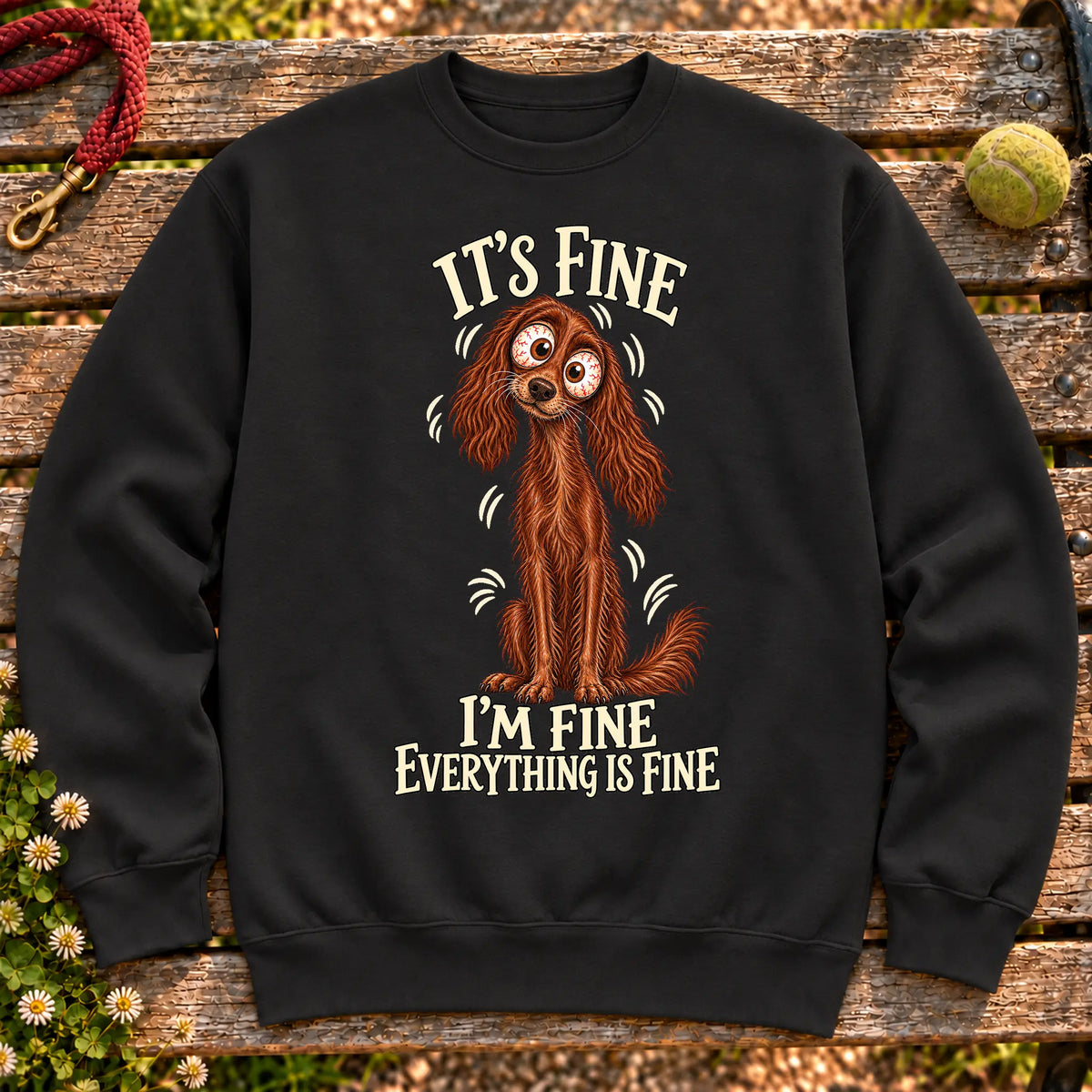 Irish Setter Everything Is Fine crewneck sweatshirt in Black