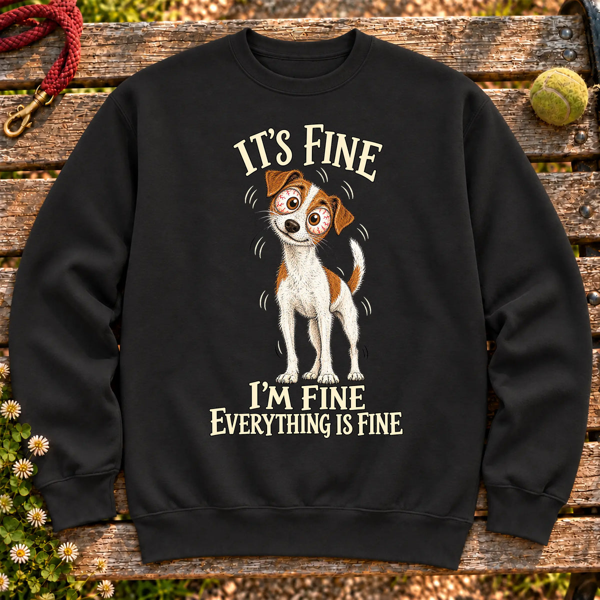 Jack Russell Everything Is Fine crewneck sweatshirt in Black
