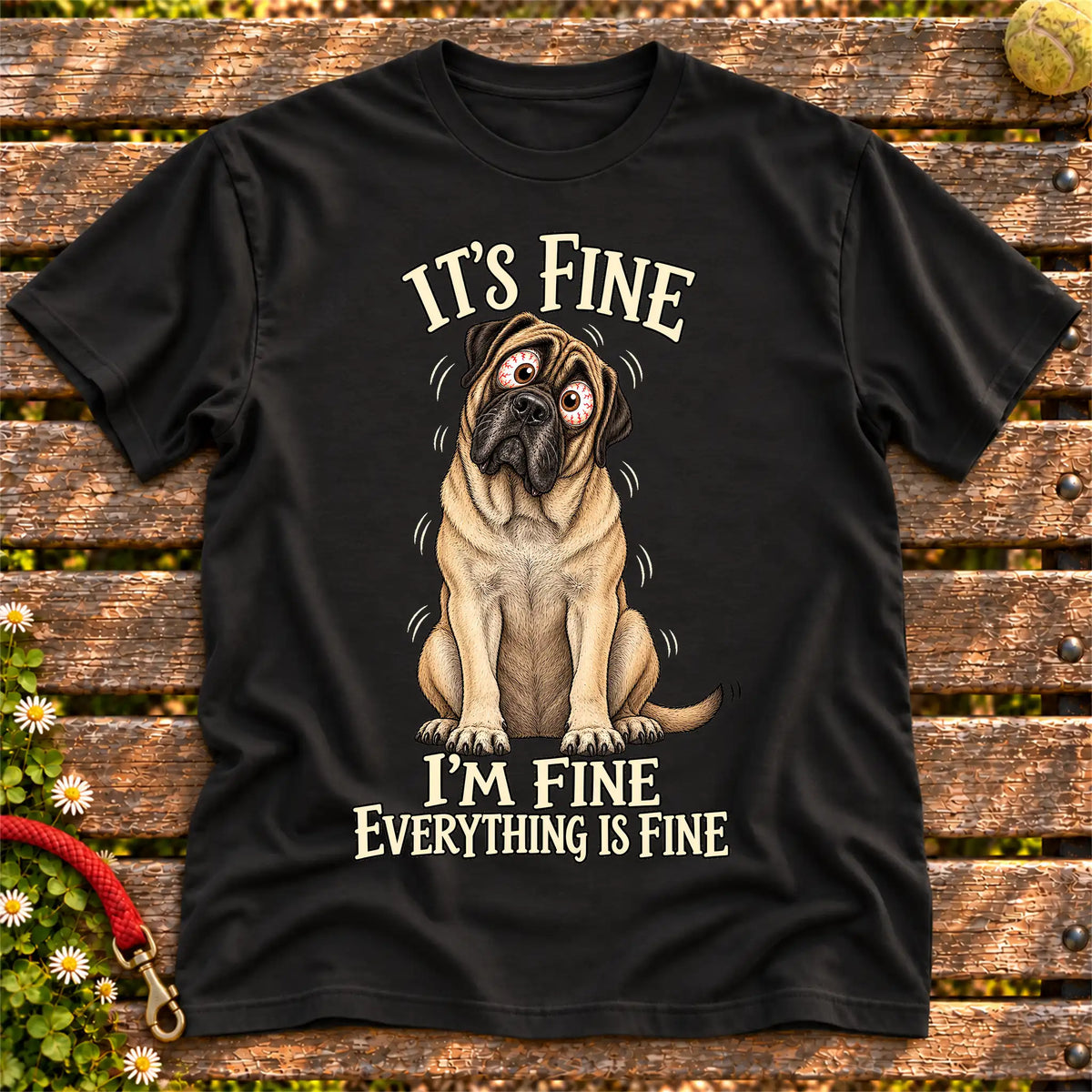 Mastiff Everything Is Fine Softstyle T-shirt in Black