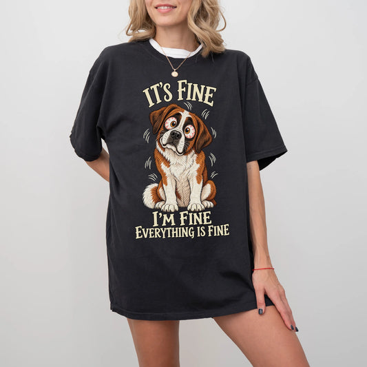 Saint Bernard Everything Is Fine Comfort Colors T-shirt in Black lifestyle