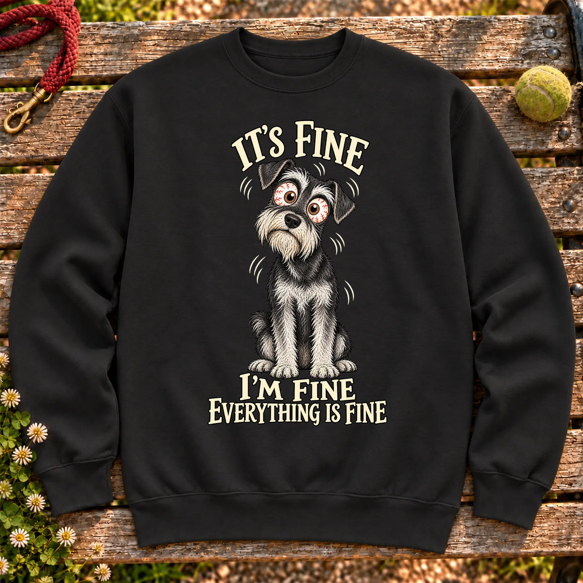 Schnauzer Everything Is Fine crewneck sweatshirt in Black