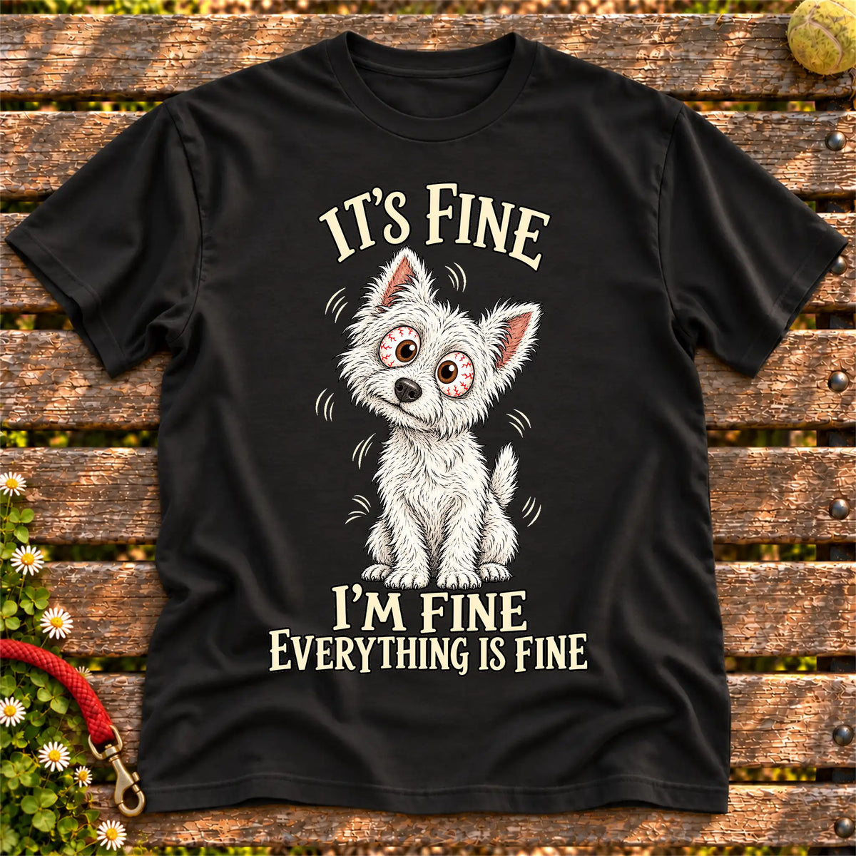 Westie Everything Is Fine Softstyle T-shirt in Black