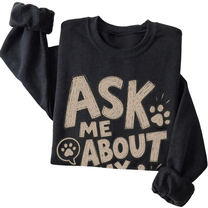 Black Ask me about my dog folded detail