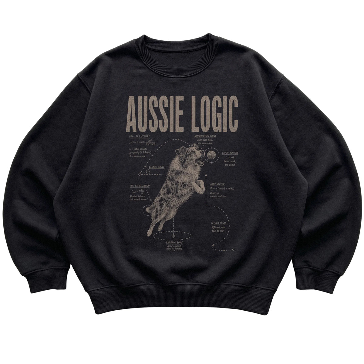 Black Australian Shepherd Logic T-Shirt laid flat