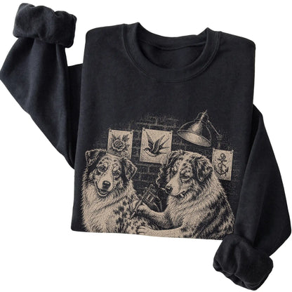 Black Australian Shepherd Dog Tattoo Artist folded detail view
