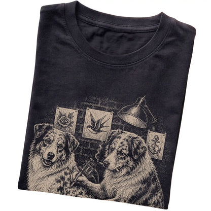 Black Australian Shepherd Dog Tattoo Artist folded detail view