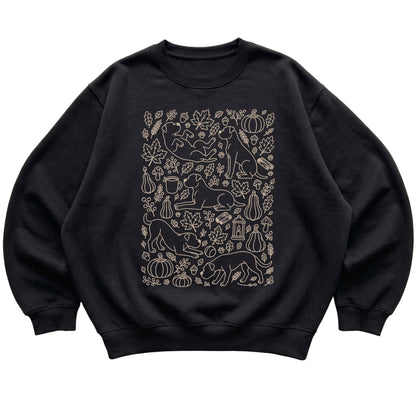 Black American Bulldog Fall Leaves shirt laid flat