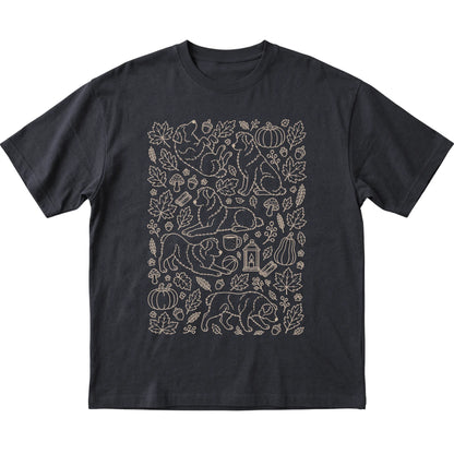 Black Australian Shepherd Fall Leaves shirt laid flat