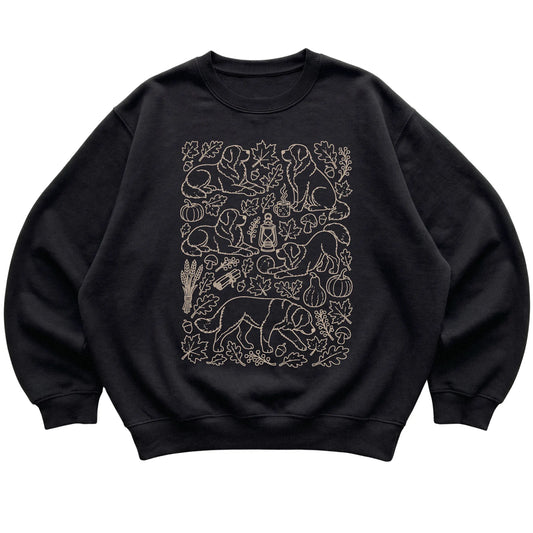 Black Bernese Mountain Dog Fall Leaves shirt laid flat