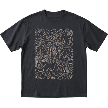 Black Bernese Mountain Dog Fall Leaves shirt laid flat