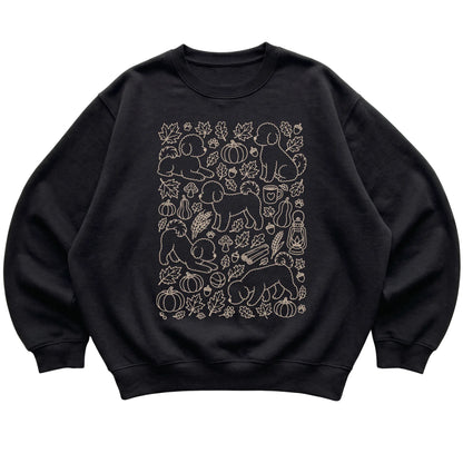 Black Bichon Frise Fall Leaves shirt laid flat