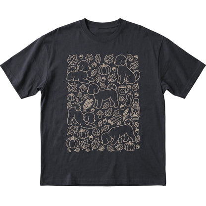 Black Bichon Frise Fall Leaves shirt laid flat