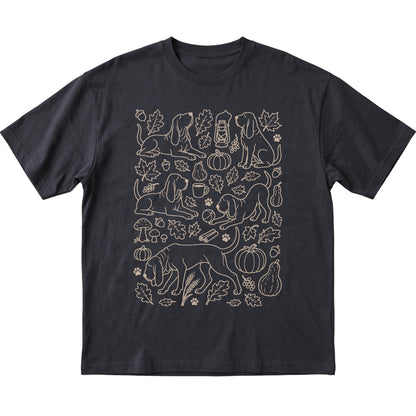Black Bloodhound Fall Leaves shirt laid flat