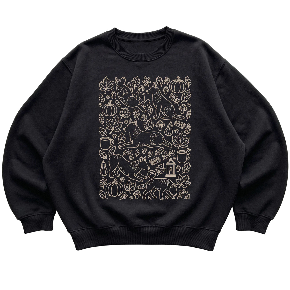 Black Blue Heeler Fall Leaves shirt laid flat