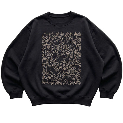 Black Blue Heeler Fall Leaves shirt laid flat