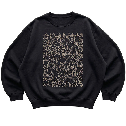 Black Blue Heeler Fall Leaves shirt laid flat