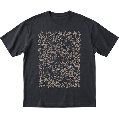 Black Blue Heeler Fall Leaves shirt laid flat