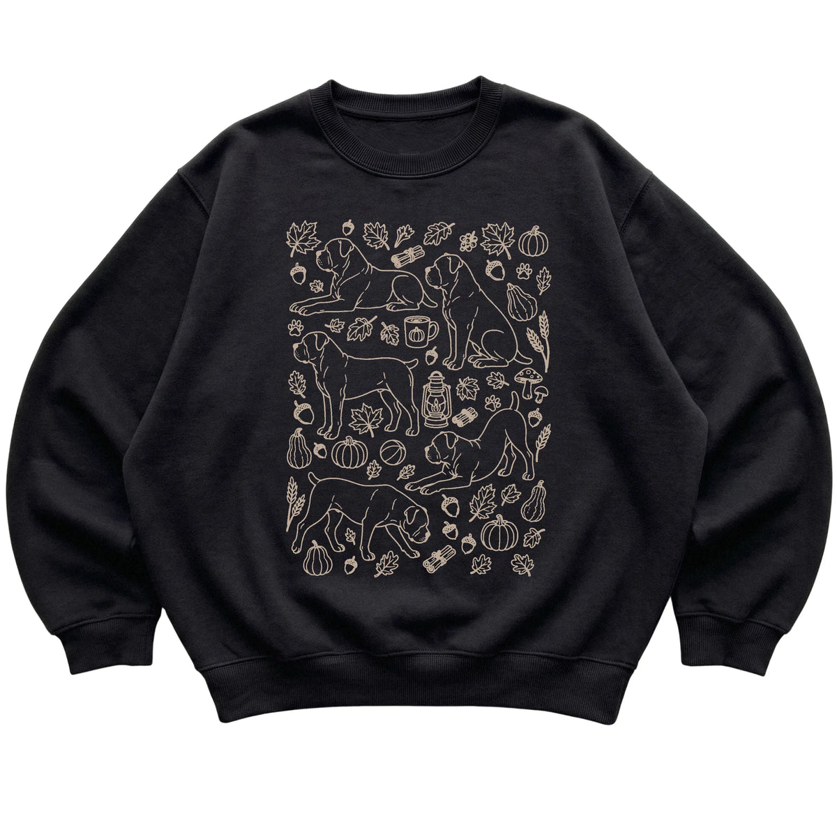 Black Cane Corso Fall Leaves shirt laid flat