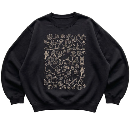 Black Cocker Spaniel Fall Leaves shirt laid flat
