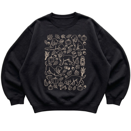 Black Cocker Spaniel Fall Leaves shirt laid flat