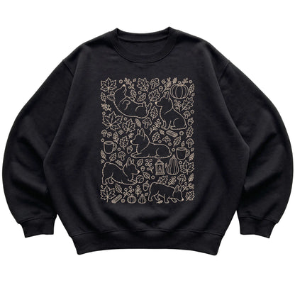 Black Corgi Fall Leaves shirt laid flat