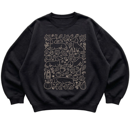 Black Dachshund Fall Leaves shirt laid flat