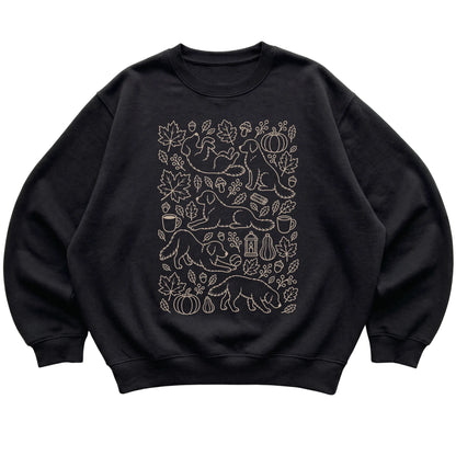 Black Golden Retriever Fall Leaves shirt laid flat