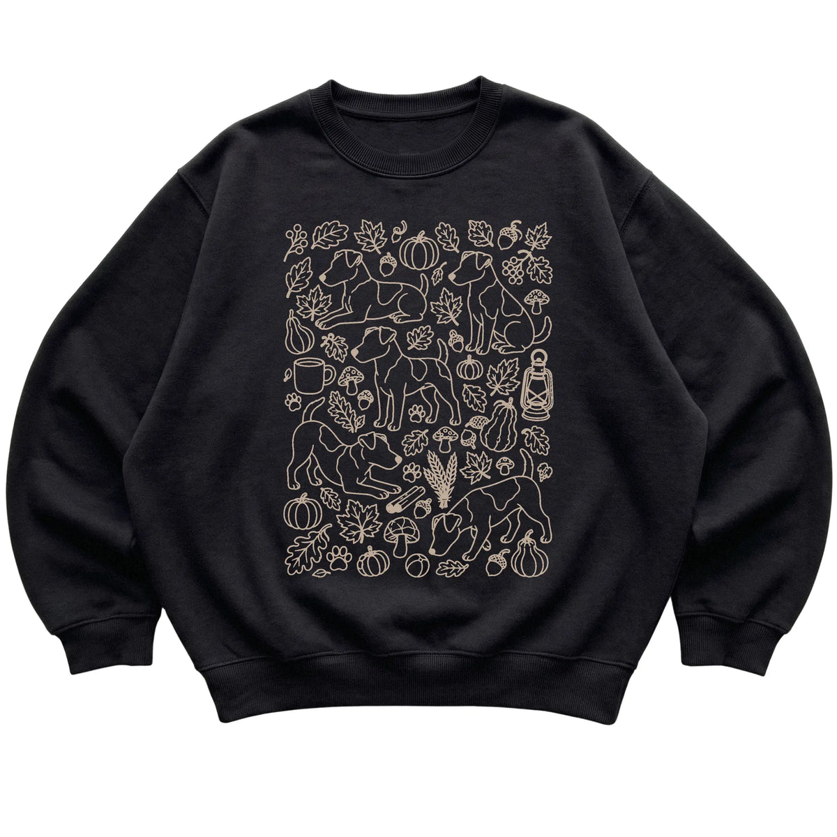 Black Jack Russell Fall Leaves shirt laid flat