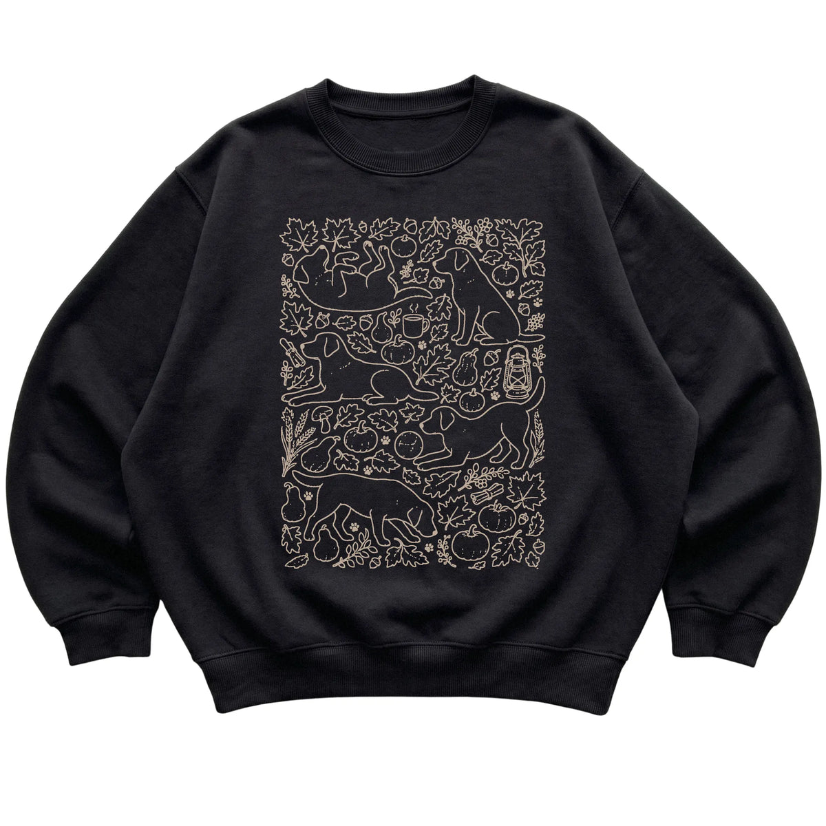 Black Labrador Retriever Fall Leaves shirt laid flat