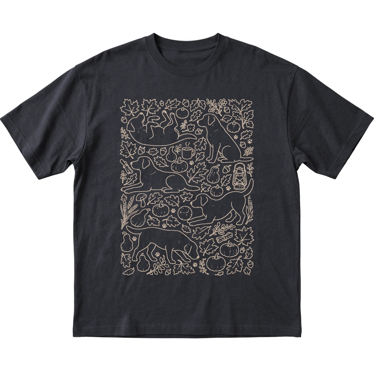 Black Labrador Retriever Fall Leaves shirt laid flat